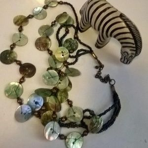 Shell button necklace